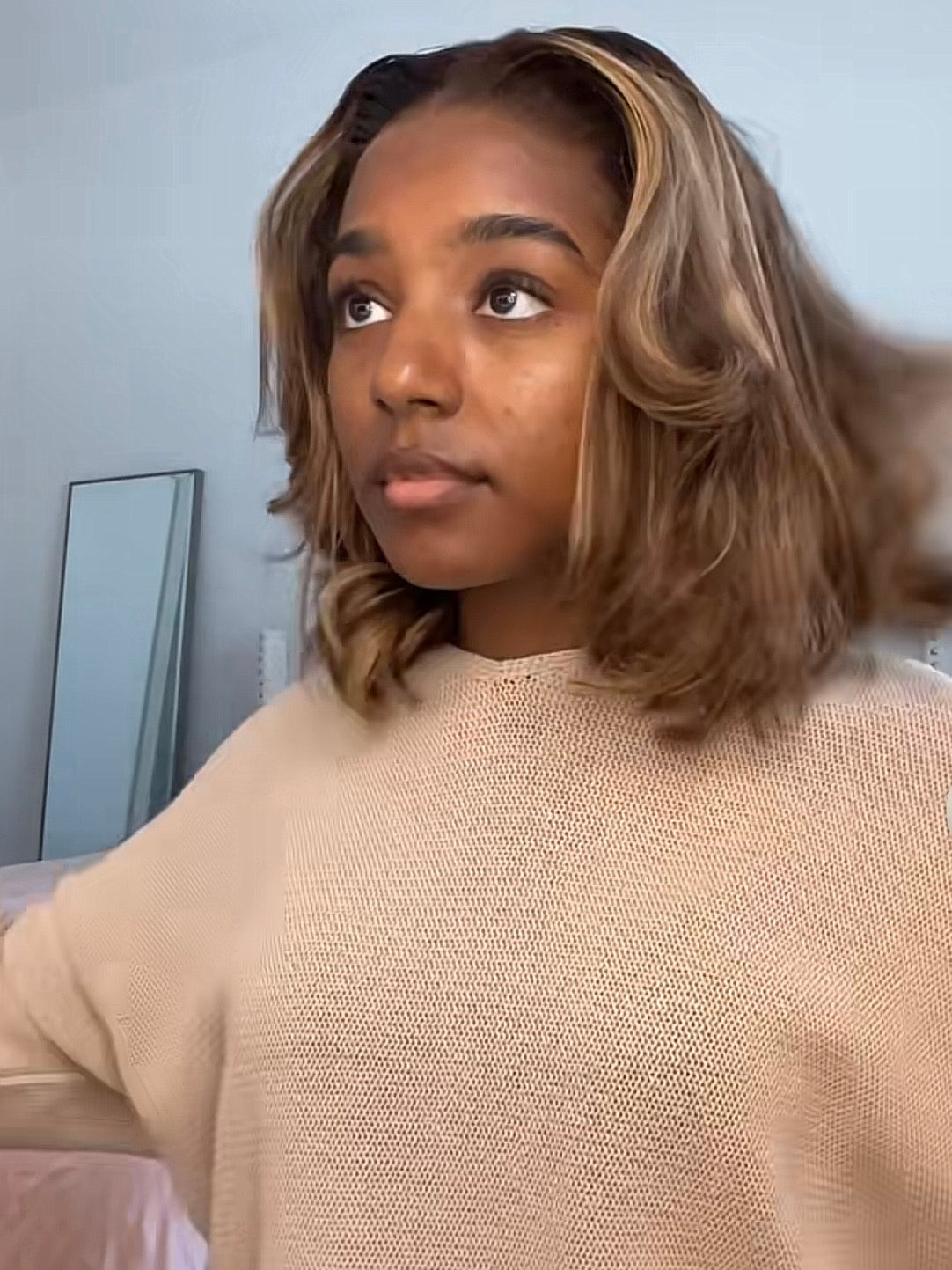 LUVME Blonde Highlight/Brown Wig