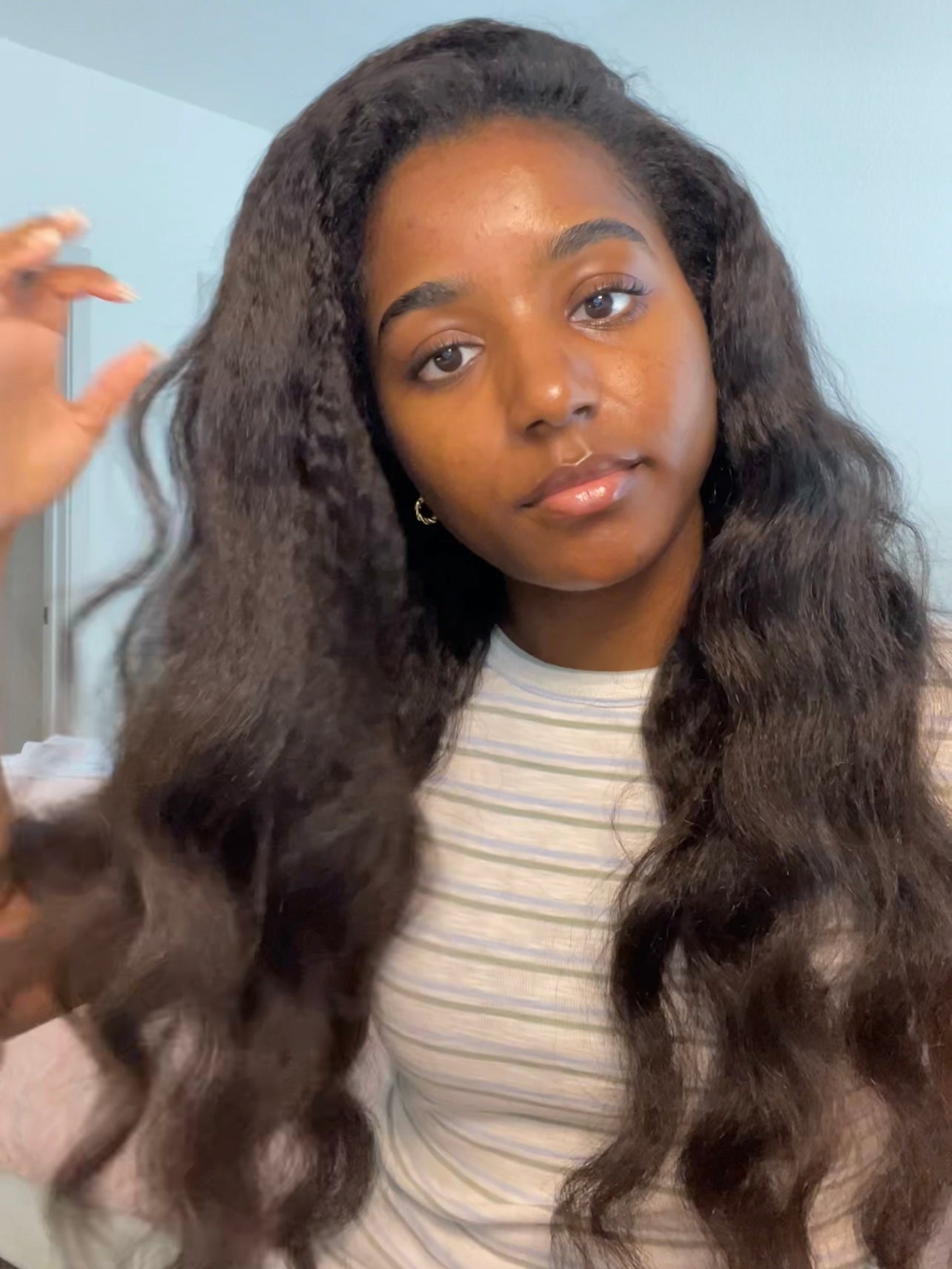 Curlyme Hair kinky straight half wig