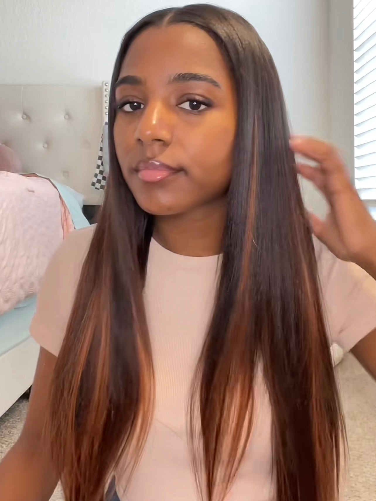 Luvme Hair highlighted silky straight clip ins