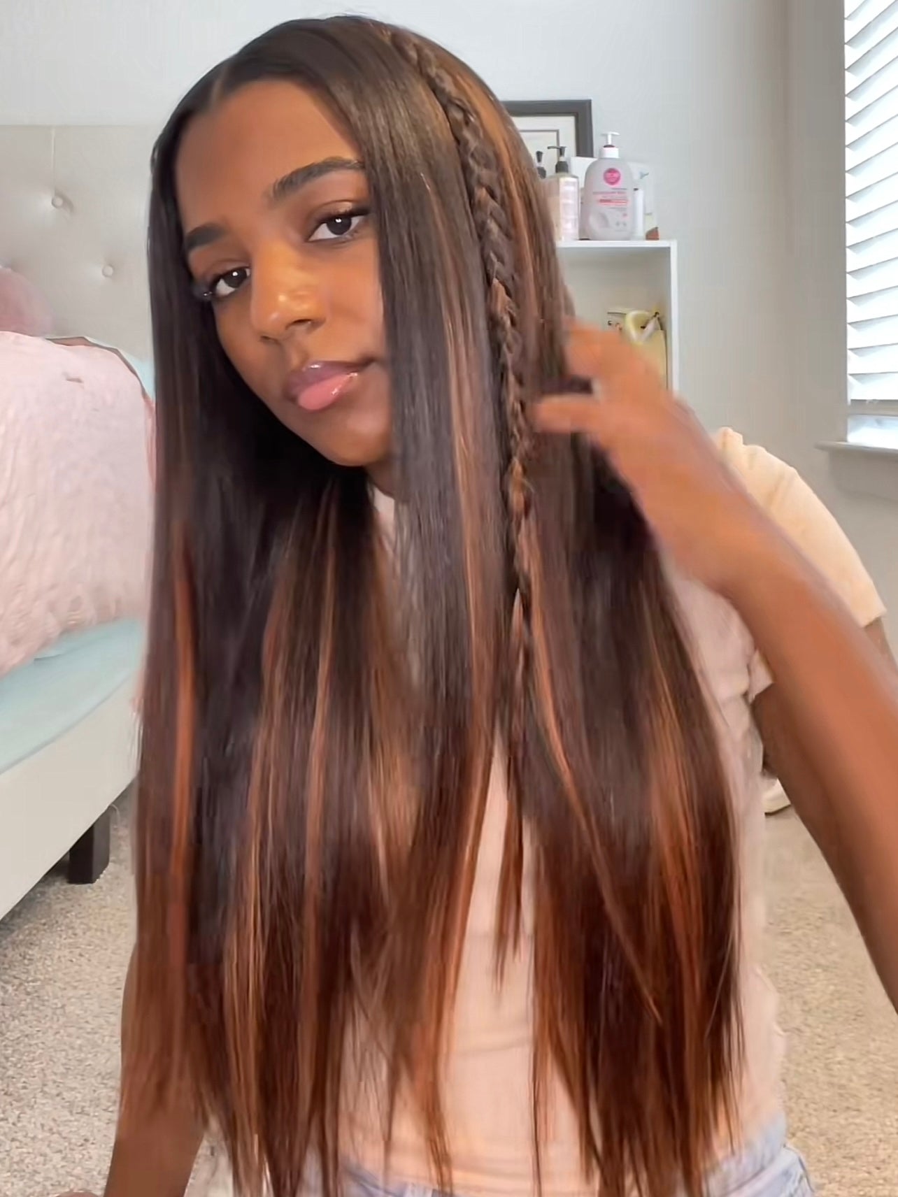 Luvme Hair highlighted silky straight clip ins
